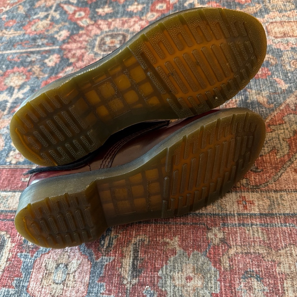 Dr. Martens Cherry Red Boots with Yellow Stitching - Picture 6 of 6